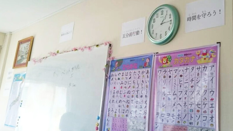 日本語学校 ミャンマー 教室の様子 掲示物